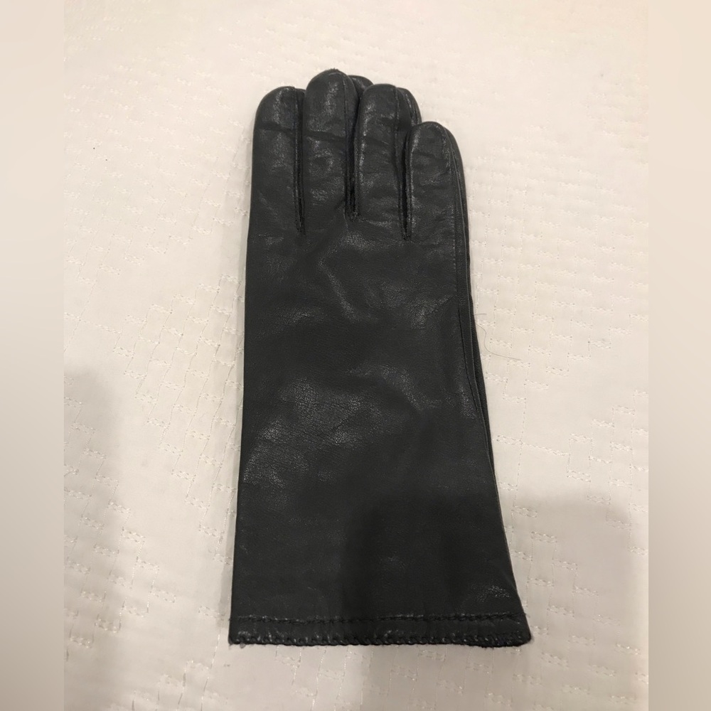 Charcoal grey leather gloves w acrylic lining size L